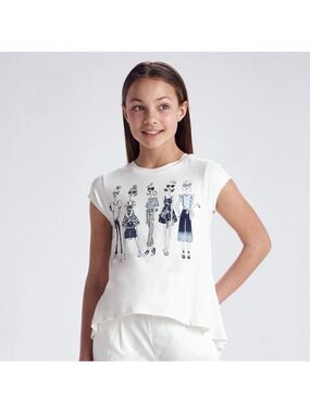 Mayoral White Tee with Fashion Print